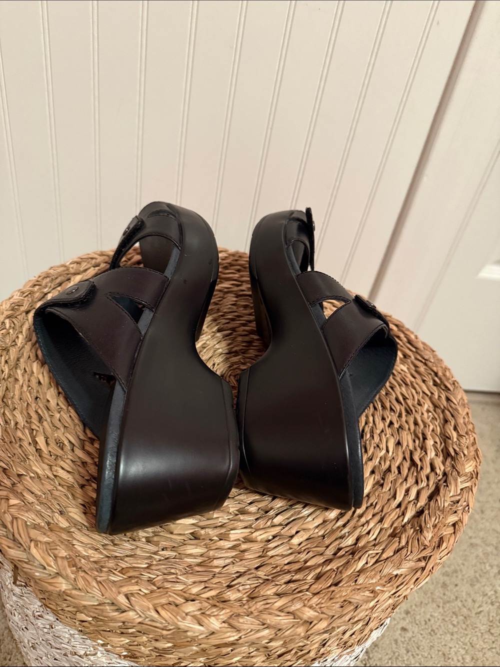 Dansko Black Leather Slip-On Clog Sandals - Picture 8 of 10